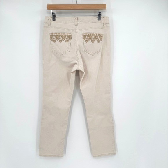 Laura Ashley Denim - Laura Ashley Y2K Cream Straight Jeans with Gold Pocket Details Women's Sz 12P